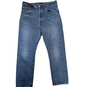 Levis 501 Cropped Straight Jeans Womens 29 Button Fly Vintage Wash